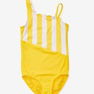 Justice stripe scallop one shoulder swimsuit 24 p